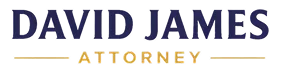 Logo featuring the name "David James" in blue and "Attorney" in gold beneath it.